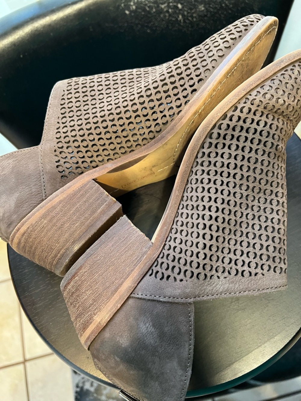 Vince Camuto Brown Perforated Slip-On Booties, women’s size 9